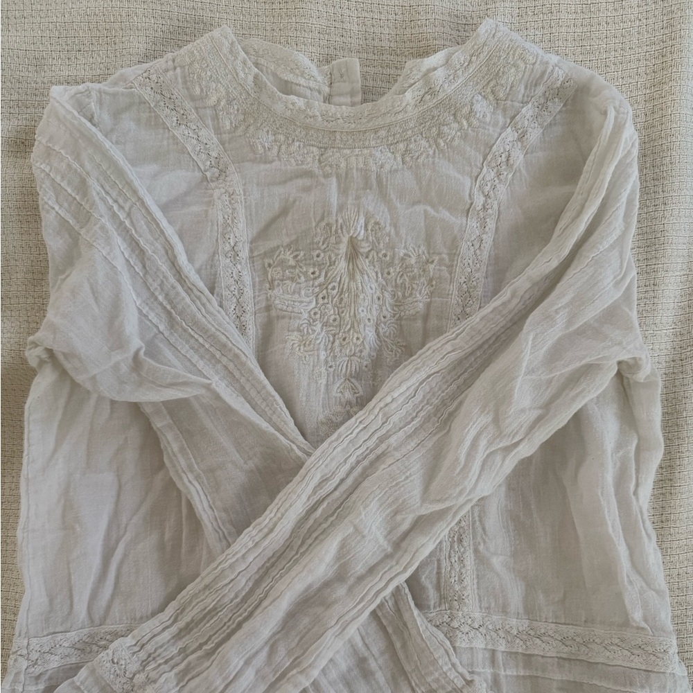 Zara white embroidered lace shirt